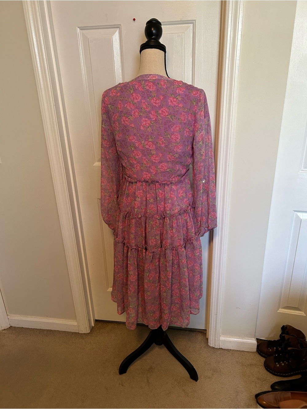 Ivy City Co Lydia Midi Tiered Dress in Pink Floral - Picture 8 of 14